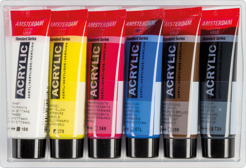 Royal Talens Amsterdam – Acryl Standard – Acrylfarbe – Set – 6 Farben, 6 × 20 ml
