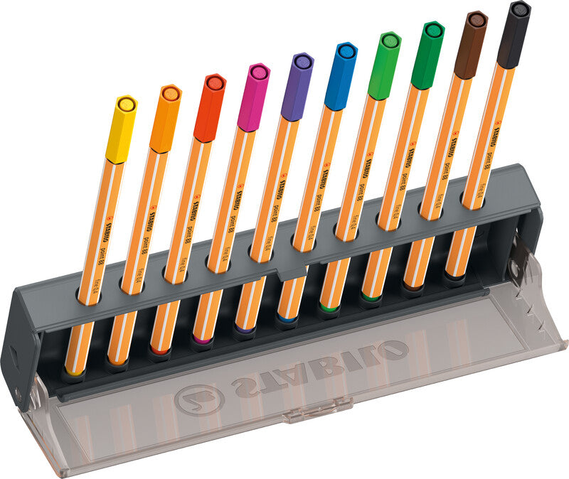 STABILO Fineliner – 10er-Set 0,4 mm – 10 Farben, sortiert