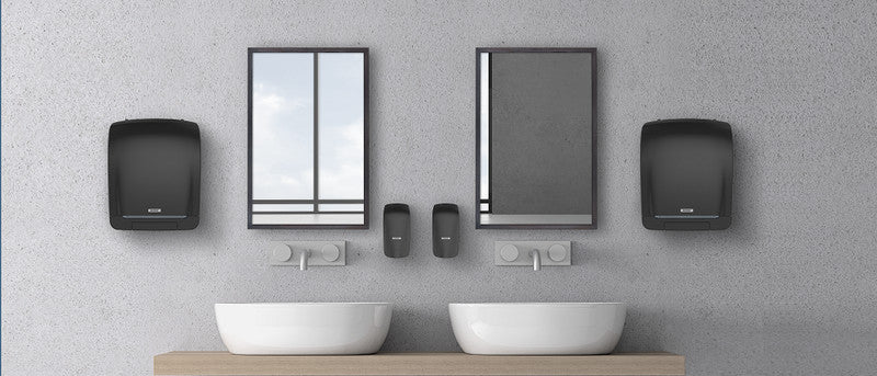 Katrin Handtuchrollenspender Inclusive System schwarz – für Handtuchrollen mit Hülse – 335 × 403 × 216 mm