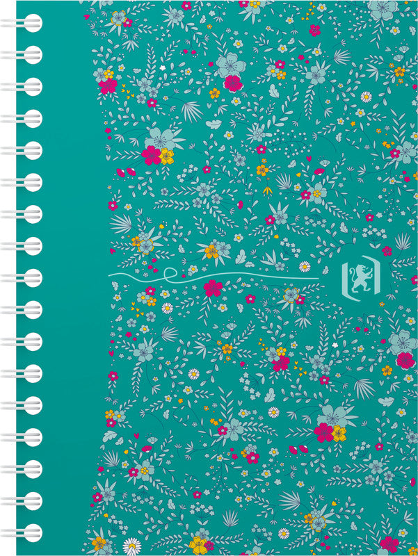 Oxford Collegeblock A6, kariert, Spiralbindung, 50 Blatt, perforiert, 90 g/m² – Floral, für SCRIBZEE App