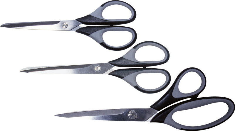 Lerche MAGNA Universalschere – 18,0 cm, Edelstahl, für Rechtshänder, spitz, Softgrip, Kunststoff, grau