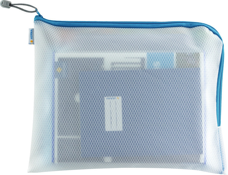HERMA Reissverschlusstasche – Blau – Kunststoff – 36,0 × 28,0 × 0,7 cm