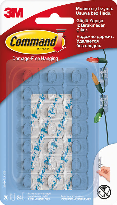 Command Dekoclips, transparent, Kunststoff, selbstklebend, wiederablösbar