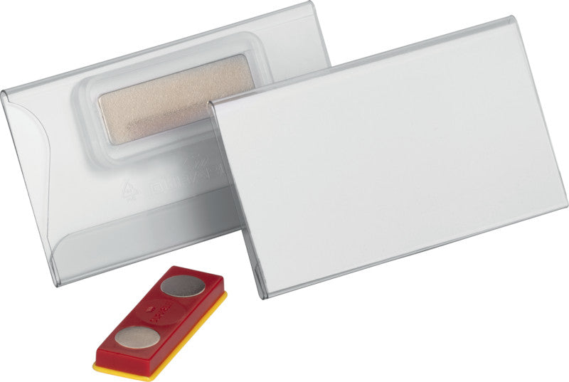 Durable Namensschild – 75 × 40 mm, transparent, Kunststoff, Magnetbefestigung, verdrehsicher – 25 Stk