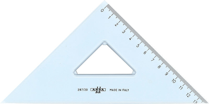 ARDA Wandtafel-Winkel 45° – Hypotenuse 20 cm, Kunststoff, Transparent, Skalenfarbe Schwarz