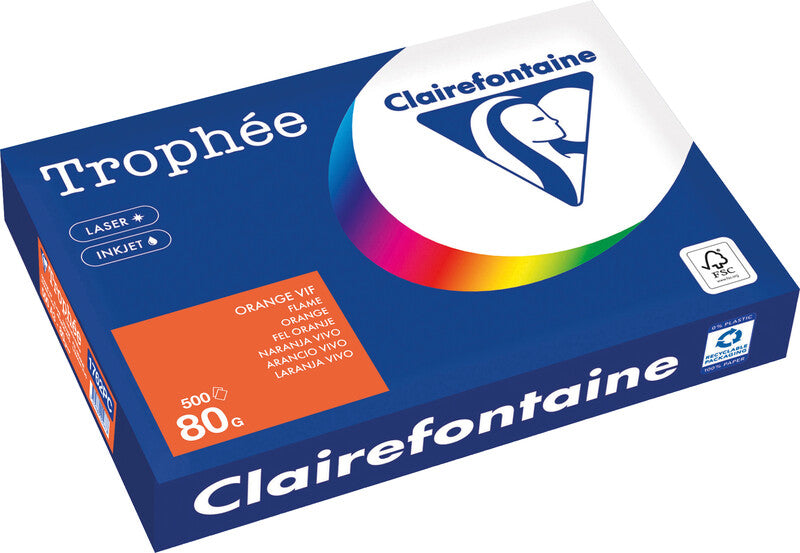 Clairefontaine Kopierpapier – A3, 80 g/m², Orange – für Inkjet/Laser/Kopierer – FSC, EU Ecolabel – 500 Blatt