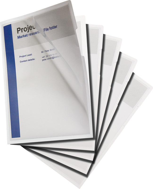 Biella Sichtmappe A4 – Weiss, Karton, Fronttasche, Matt, 5er-Pack