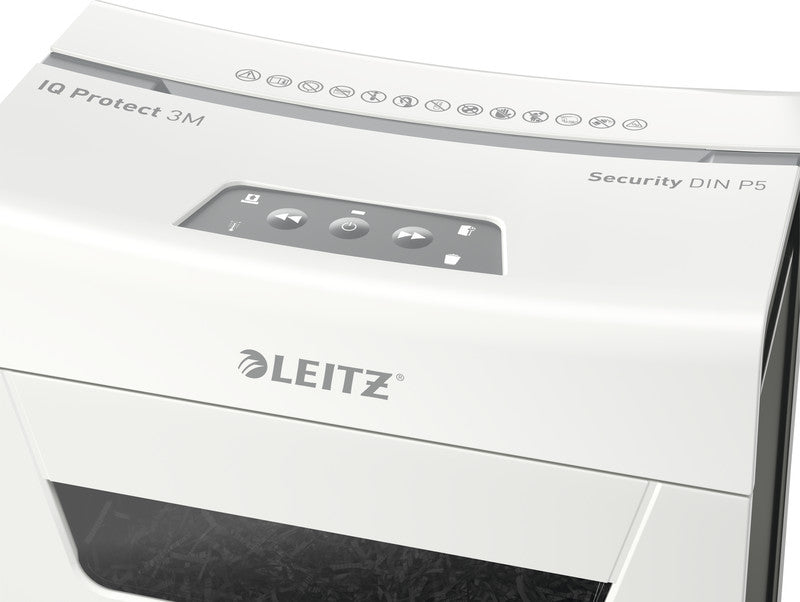 Leitz IQ 3M Protect Premium – Aktenvernichter, DIN P-5, Mikroschnitt 2 × 15 mm, 3 Blatt, 10 l, A4