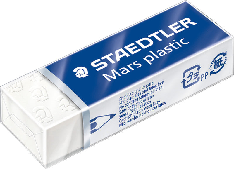 Staedtler Mars Plastic Radierer – für Bleistifte – 65 × 13 × 23 mm – Kautschuk – Weiss