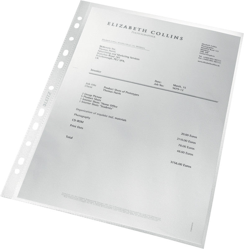 Leitz Sichtmappe A4 – 100 Hüllen, transparent, Kunststoff, 100 µm