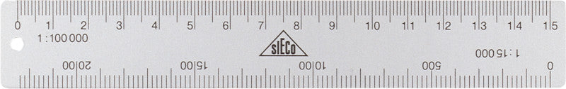 Sieco Wandtafel-Lineal 15 cm – Aluminium, Silber