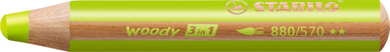 STABILO Buntstifte Woody 3 in 1 – 3-in-1, Minendurchmesser 10 mm, 5 Stück, hellgrün