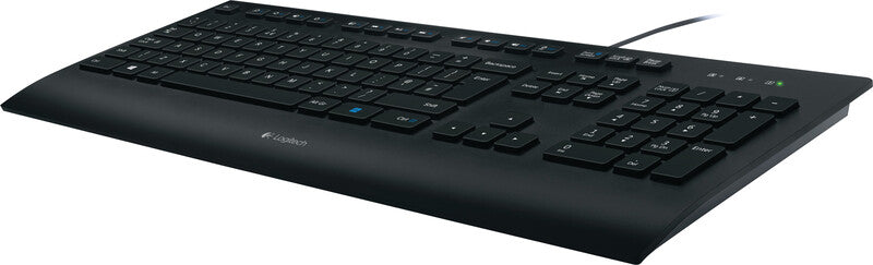 Logitech K280e – Tastatur, kabelgebunden (USB), mit Handballenauflage, schwarz – für Windows & Linux