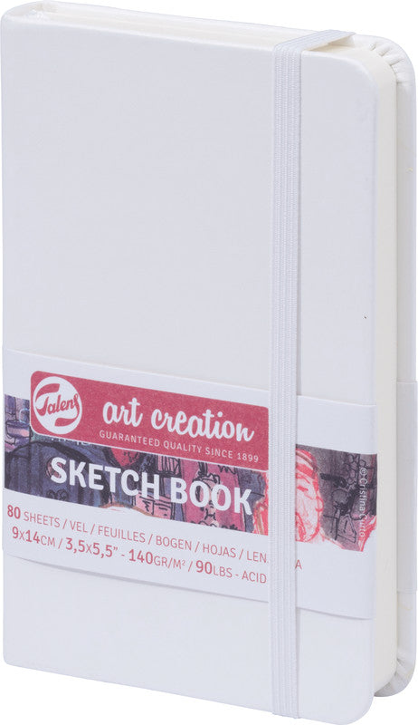 Talens Skizzenbuch, Papier, 9 × 14 cm, Weiss, 160 Seiten, inkl. Gummiband