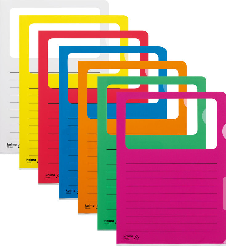 Kolma Sichtmappe A4 – sortiert, Kunststoff, glänzend, 130 µm, 10er-Pack, 100% rezyklierbar