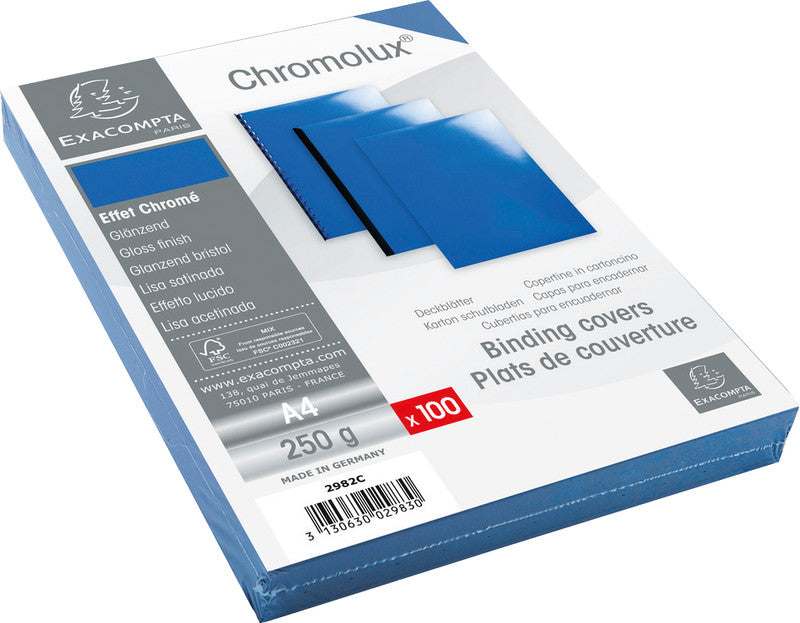 Exacompta Chromolux Umschlagdeckel – A4 – 250 g/m², Blau – 100 Stk.
