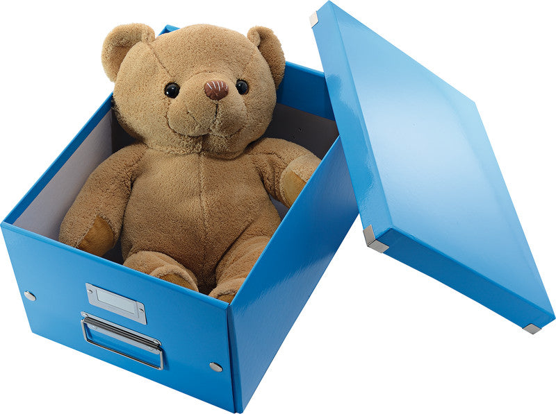 Leitz Click & Store Aufbewahrungsbox 17 l – für A4, mit Deckel, stapelbar, mit Etikettenhalter, blau, MDF/PP