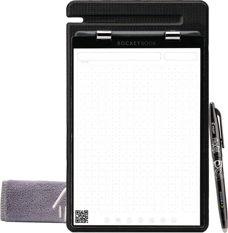 Rocketbook Notizblock, liniert, punktkariert, 20 Blatt, Hardcover – schwarz, für ROCKETBOOK App