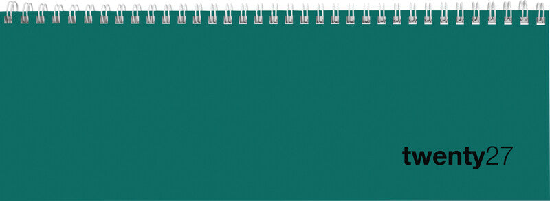 Biella Bunte Agenda – 1 Woche/2 Seiten, Spiralbindung, 29,7 × 10,5 cm, Jan–Dez 2027, Petrol, FSC