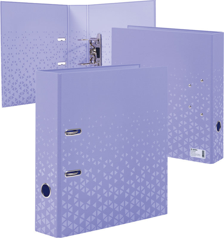 HERMA Ordner Color – A4 hoch – 2-Ring Hebelmechanik, Rücken 70 mm – violett, mit Niederhalter, mit Griffloch