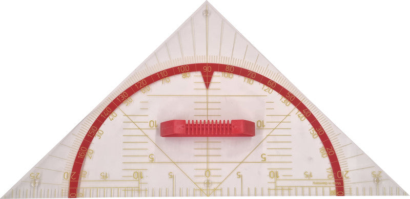 Sieco Wandtafel-Geodreieck 45° – Hypotenuse 60 cm, Kunststoff, transparent, Skalenfarbe gelb, mit Griff