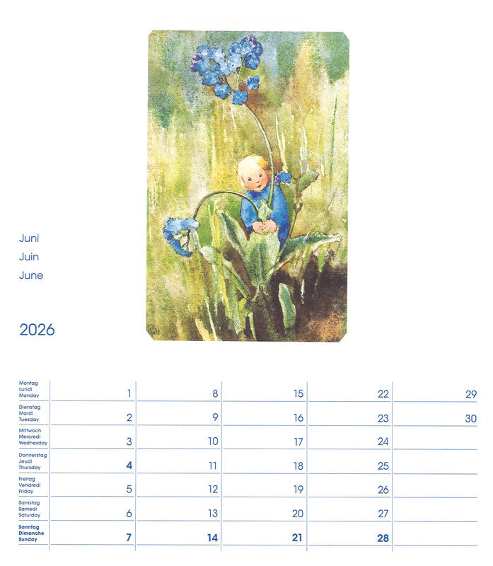 Cosa Postkartenkalender Mili Weber 2026 – 23 × 27 cm – d/f/gb – mit 12 Postkarten, mit Aufhänger
