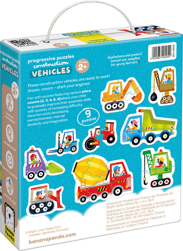 Banana panda Puzzle Baumaschinen – 33 Teile – 16,5×19 cm – ab 2 Jahren – Karton – Mehrfarbig