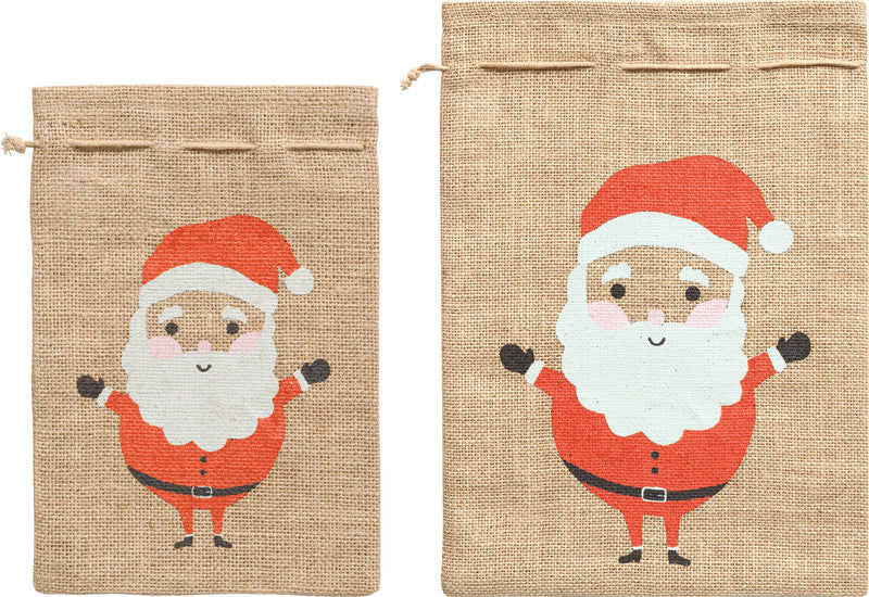 Folia Geschenkbox – Weihnachtsmann – Chlaus-Sack, aus Jute, mit Zugkordel – 250 × 350 mm