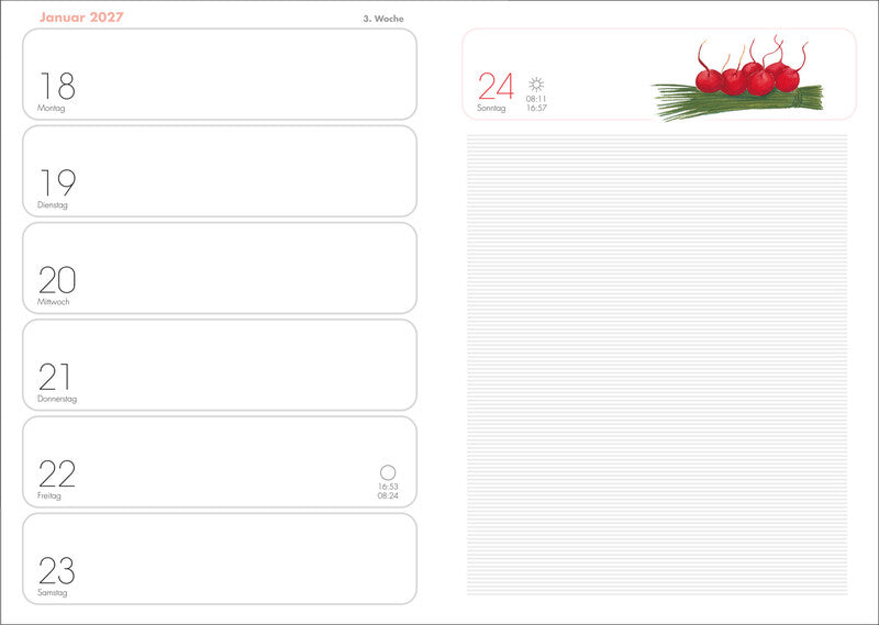 Heye Lady Agenda – 1 Woche/2 Seiten, gebunden, A6, Jan–Dez 2027, Weiss, FSC