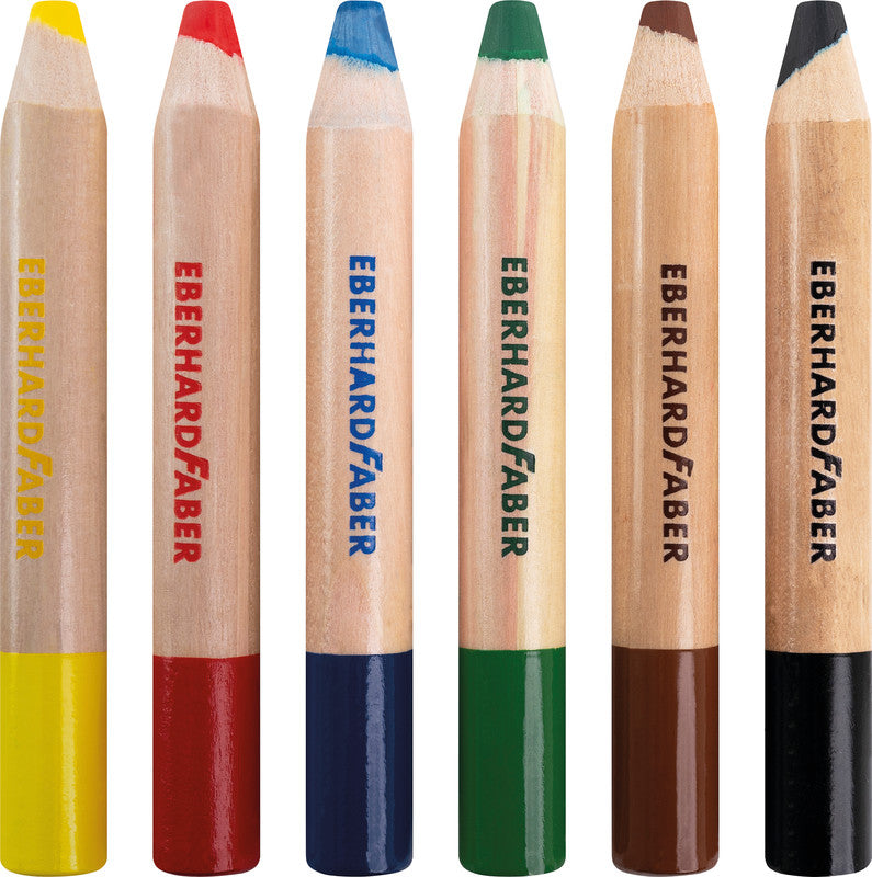 Eberhard Faber 3-in-1 Farbstifte Jumbo Mini Maxi – 6 Farben, Ø 10 mm