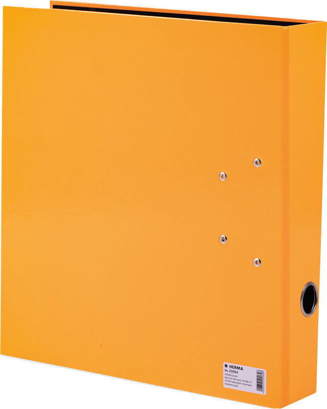 HERMA Ordner – A4 hoch – 2-Ring Hebelmechanik – neonorange, Karton, mit Griffloch, mit Raumsparösen