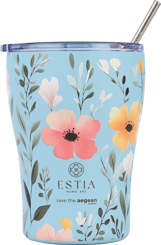 Estia Thermobecher 350 ml – Doppelwandig 6 h heiss/12 h kalt, Druckknopfdeckel, Edelstahl