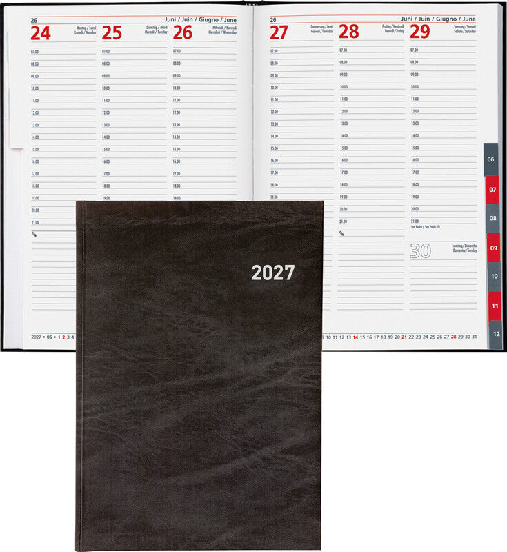 Biella Registra 7 plus Agenda – 1 Woche/2 Seiten, gebunden, 17,2 × 24,0 cm, 2026, schwarz, FSC
