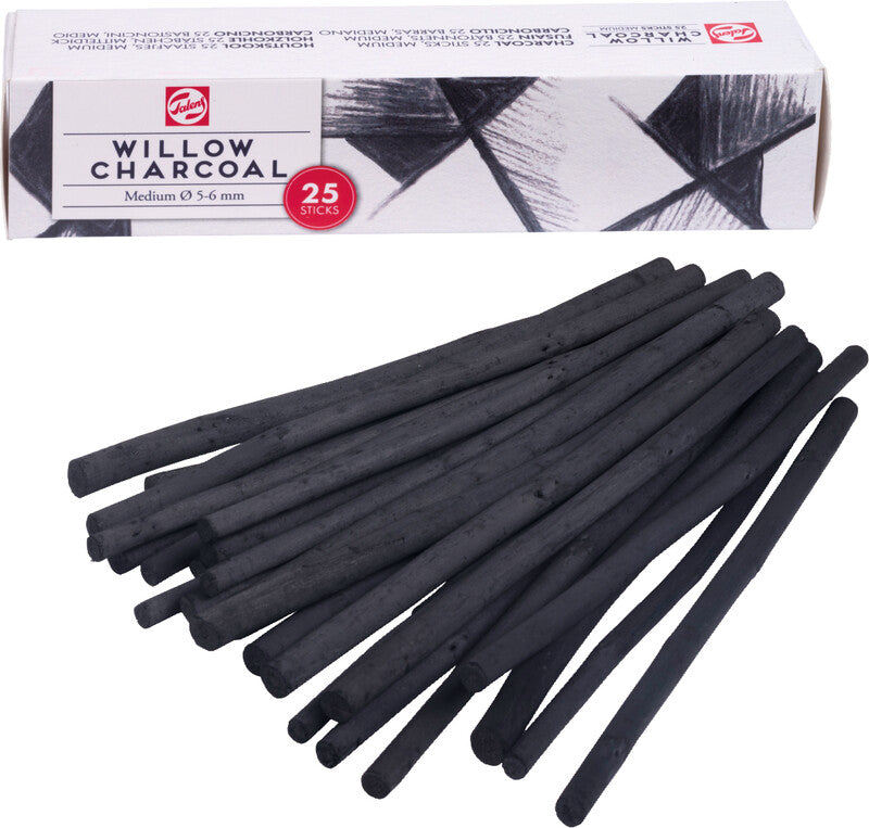 Talens Zeichenkohle – Schwarz, Ø 5–6 mm, 25er-Pack, geruchsarm