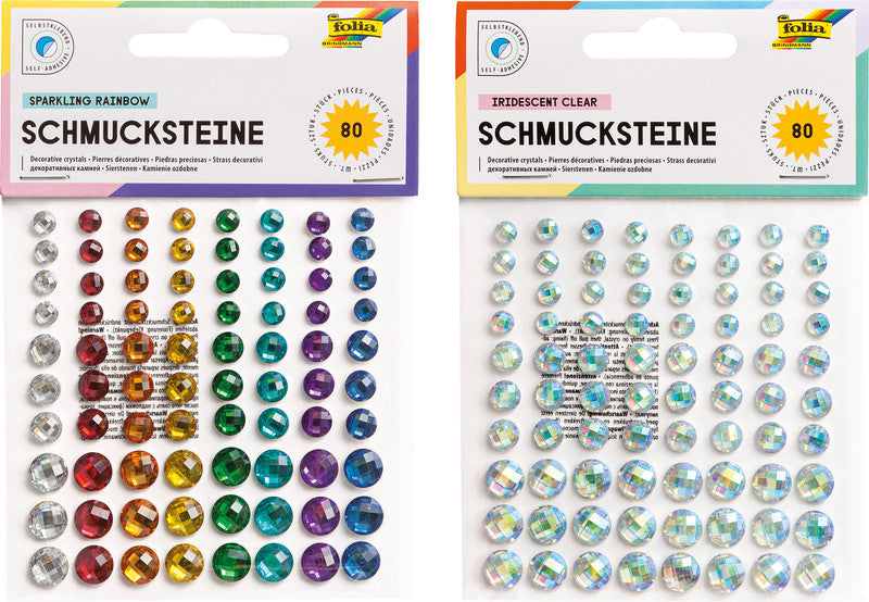 Folia Schmucksteine – 80 Stück – selbstklebend – sortiert