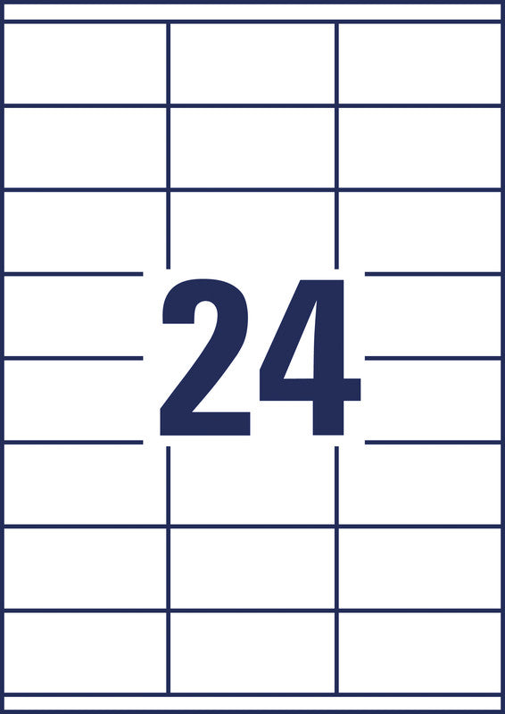 Avery Etiketten, 70 mm × 35 mm, weiss, Papier, permanent, 100 Blatt (2400 Etiketten)