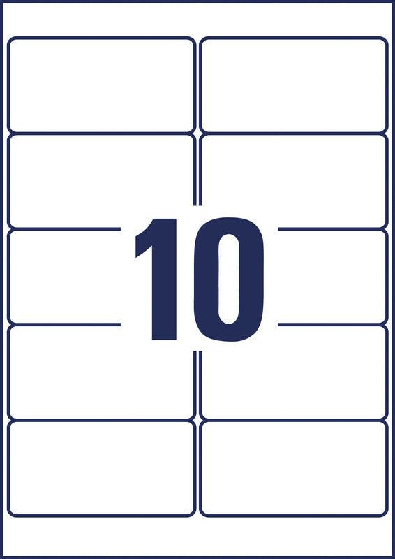 Avery Druckeretiketten, 96 mm × 51 mm, weiss, Papier, wiederablösbar, 30 Blatt (300 Etiketten)