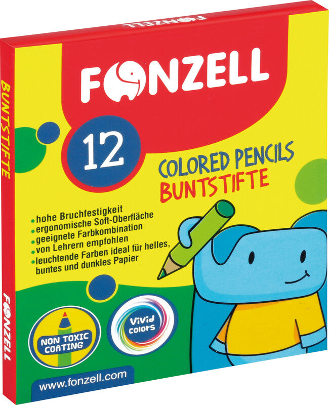 Fonzell Mini Farbstifte-Set – 12 Farben, rund, Mine Ø 3,3 mm, Kartonetui