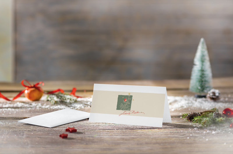 Sigel Weihnachtsgrusskarte (Äpfel) – 220 × 110 mm – mit Umschlägen, für Inkjet/Laser/Kopierer, 10er Pack
