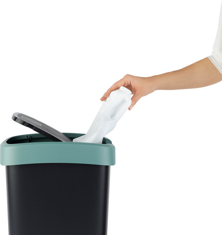 Rotho Abfallcontainer – 50 l – mit Deckel – Kunststoff, Mistelgrün – B × H × T 298 × 602 × 401 mm
