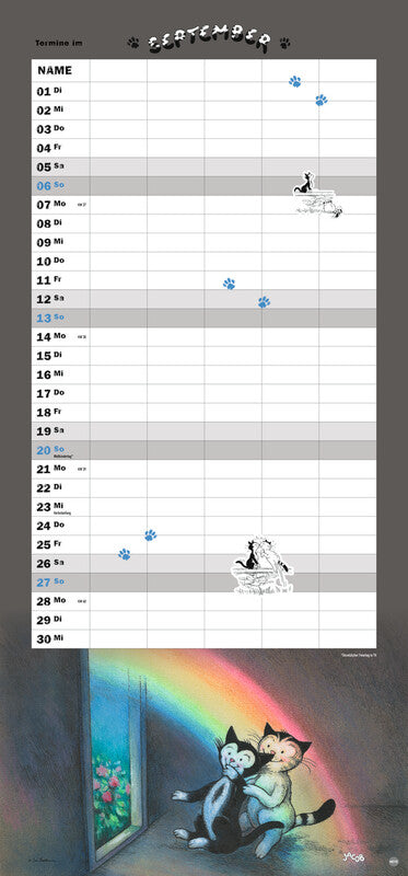 Heye Familienplaner Katzenliebhaber – für Familien – 5 Spalten – Deutsch – 2026 – 21 × 45 cm