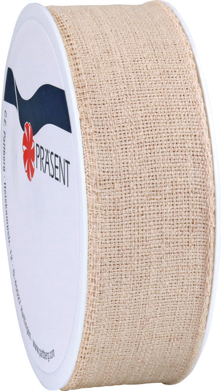 Präsent Geschenkband – Leinen – Braun – 25 mm × 2 m
