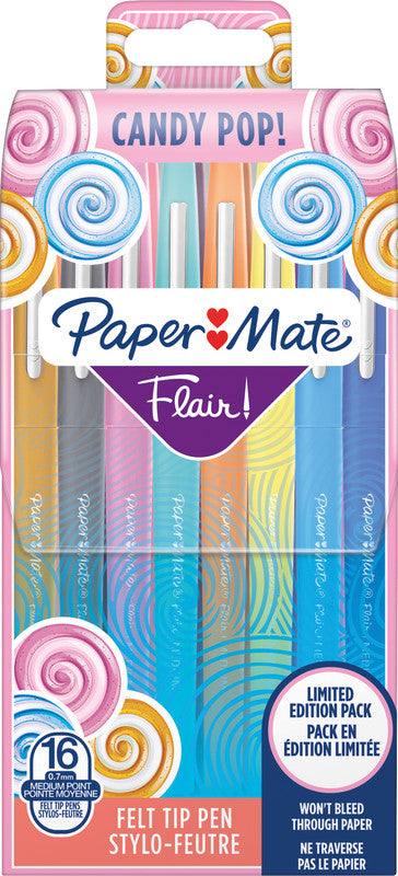 Papermate Filzstifte Candy Pop, Strichbreite 0,7 mm, 16 Farben