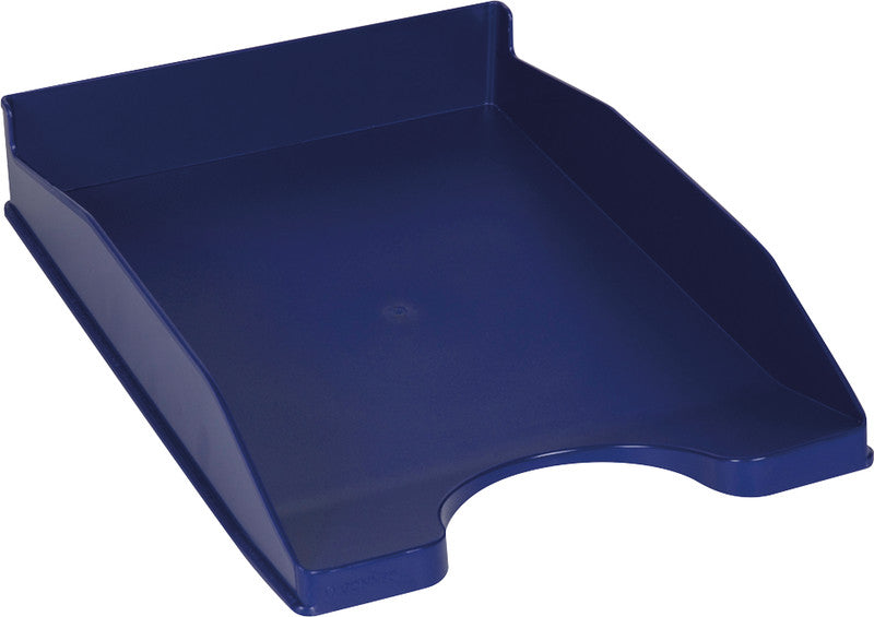 Q-CONNECT Briefkorb – mit Griffausschnitt, mit Beschriftungsfeld, matt, blau, B 255 × H 60 × T 345 mm