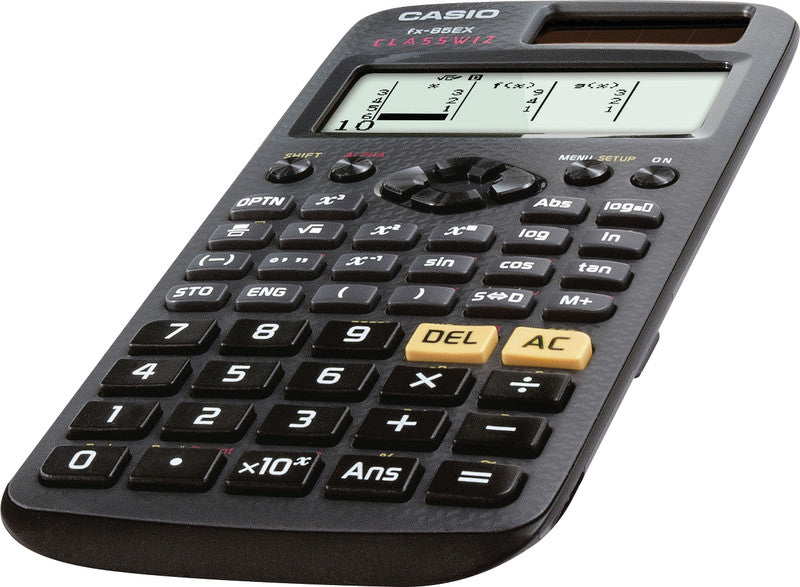 Casio Taschenrechner FX-85EX – 10+2-stellig, 2-zeiliges LCD, Rundung, Solar, 77×166×11 mm
