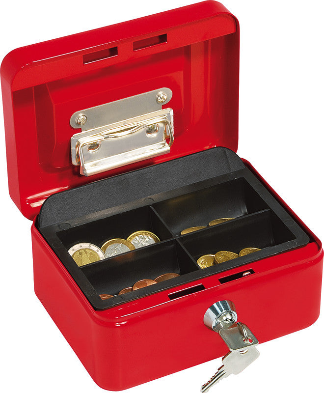 Wedo Geldkassette – mit Schlüssel – 15,2 × 11,5 × 8 cm – Rot – Stahl