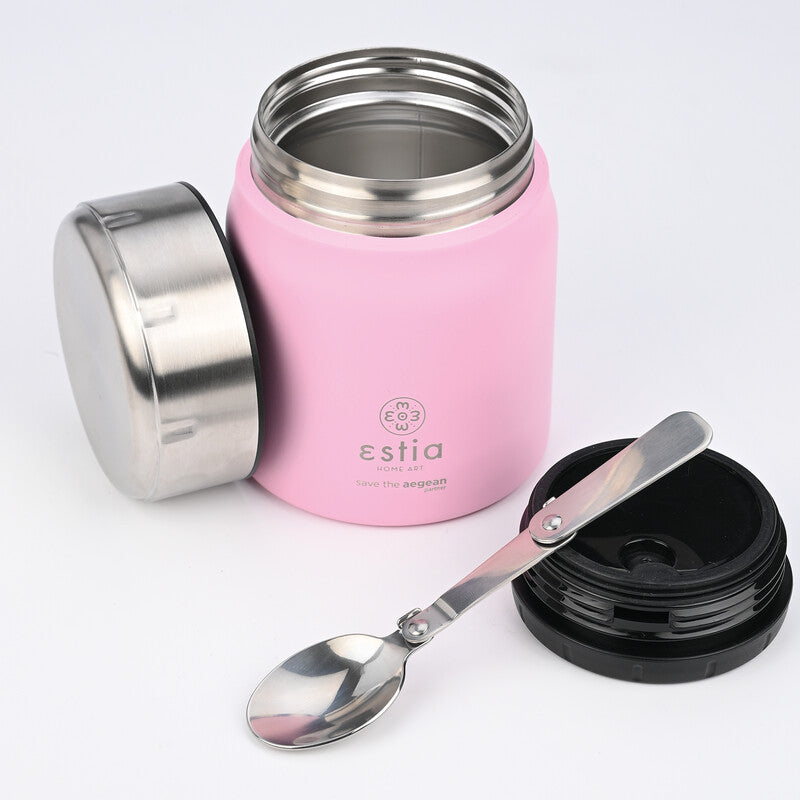Estia Thermo-Lunchbehälter – 0,5 l – auslaufsicher, isoliert – Edelstahl – rosa – Ø 10 × 14 cm