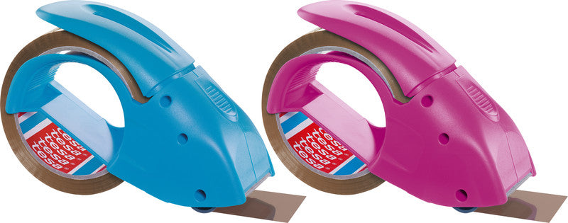 tesa Verpackungsbandabroller – für Rollenbreite bis 50 mm, für Bandlänge bis 66 m, mit Bremse, Metallmesser