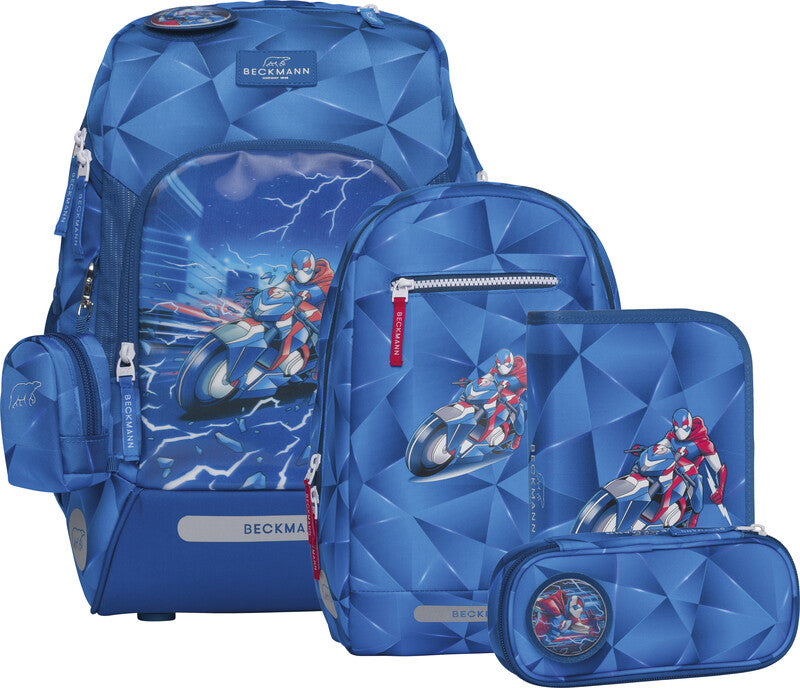 Beckmann Schulrucksack Active Air Flx – 6-teilig – Blue Lightning – 26,0×39,0×22,0 cm – eco:plus