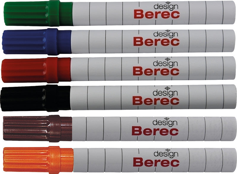 Berec Board-Marker – Rundspitze 1-4 mm – sortiert – 6er-Set – trocken abwischbar